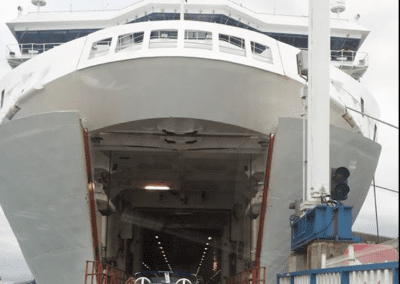Cobra replica boarding a ferry